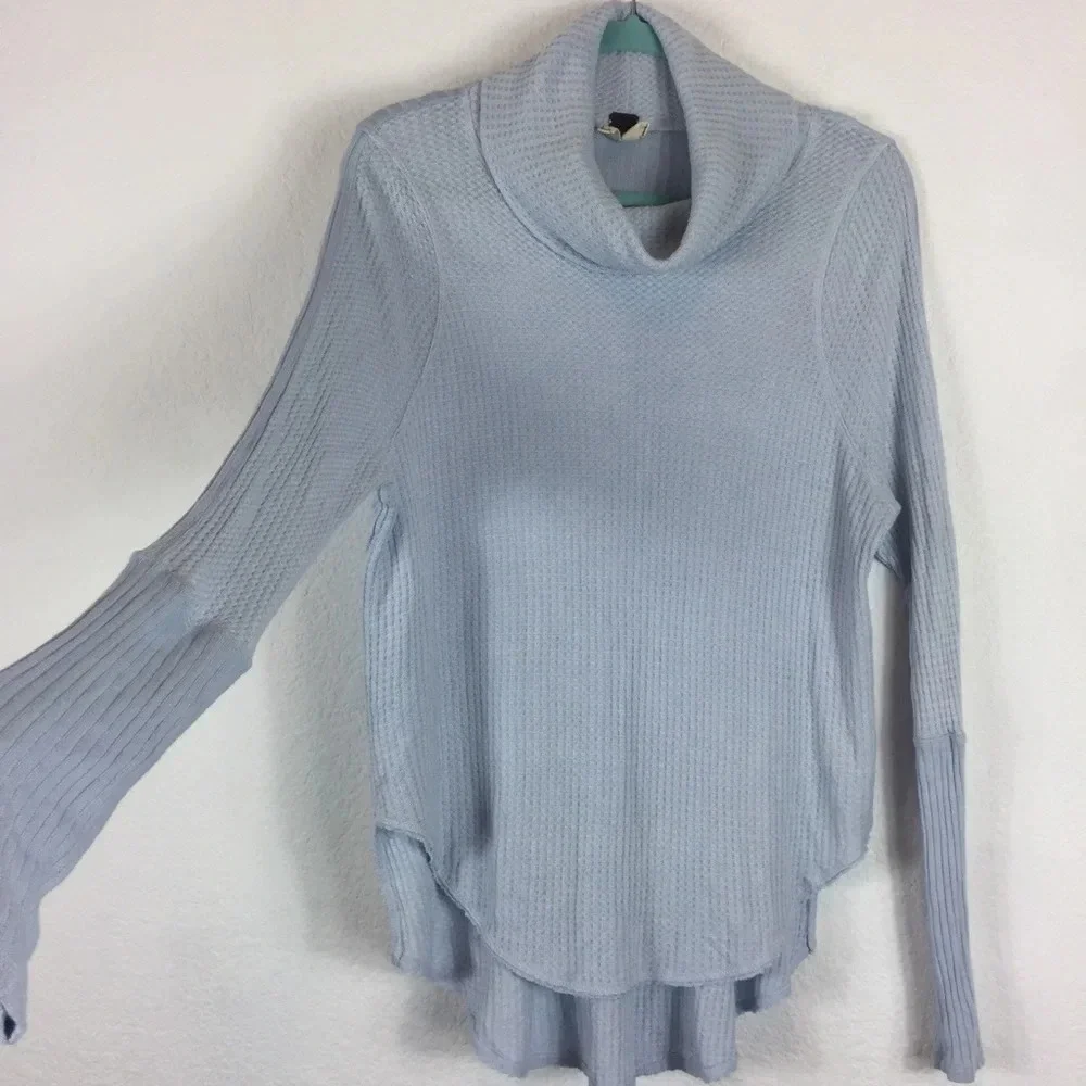 Free People Kristina Drippy Long Sleeve Thermal in Sky Blue Medium